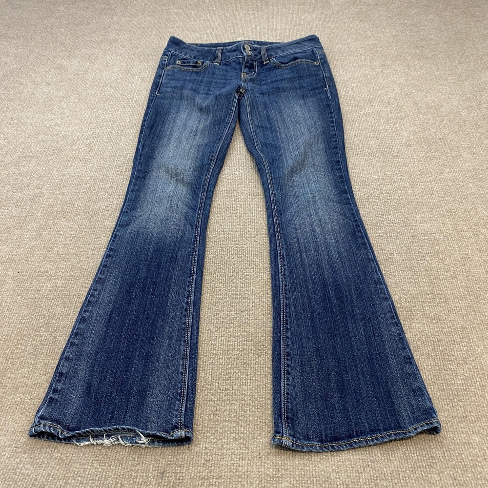 American Eagle Artist Bootcut Jeans Womens 0 Short Blue Low Rise Y2K Boho